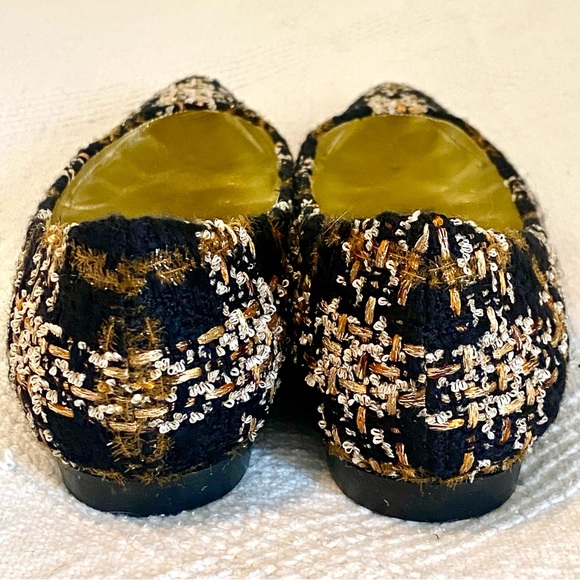 Andrea Carrano Jaky Lauren Black & Gold Wool Plaid Flats US9 EU39 - Picture 9 of 14